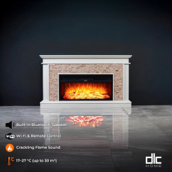 Cheminée électrique décorative en pierre naturelle – TUVALU – 1800W – 149 cm – Crème & blanc - DLC Home