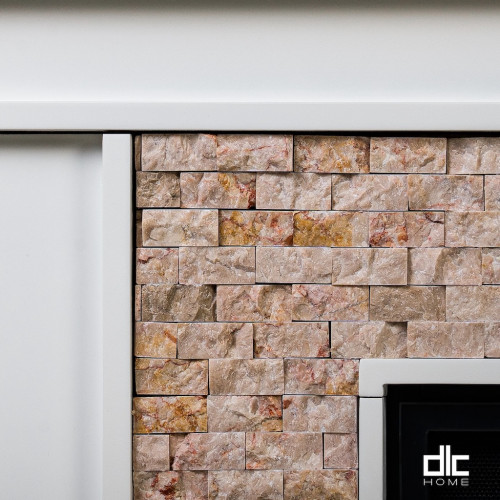 Cheminée électrique décorative en pierre naturelle – TUVALU – 1800W – 149 cm – Crème & blanc - DLC Home