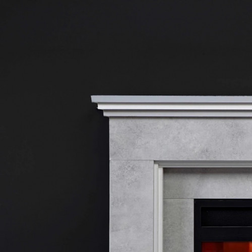 Cheminée électrique décorative – RETRO CONCRETE – 1800W – Télécommande – Blanc & gris béton - DLC Home