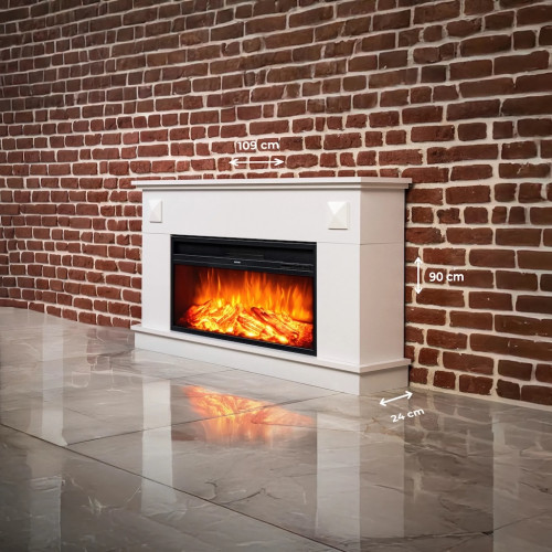 Cheminée électrique décorative – PENIDA – 1800W – Télécommande – blanche - DLC Home