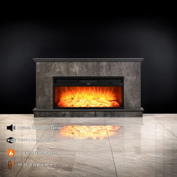 Cheminée électrique décorative – PENIDA EF2 – 1800W – Bluetooth & télécommande – foncé - DLC Home