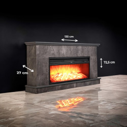 Cheminée électrique décorative – PENIDA EF2 – 1800W – Bluetooth & télécommande – foncé - DLC Home