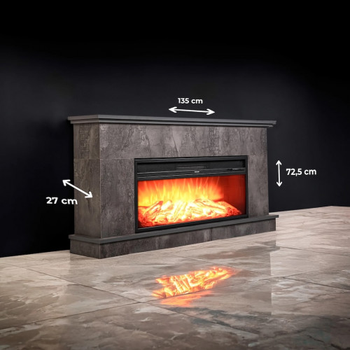 Cheminée électrique décorative – PENIDA EF2 – 1800W – Bluetooth & télécommande – foncé - DLC Home