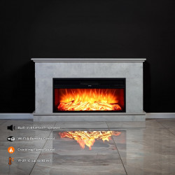 Cheminée électrique décorative – PENIDA RETRO– 1800W – LED & télécommande – gris - DLC Home