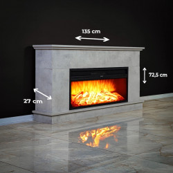 Cheminée électrique décorative – PENIDA RETRO– 1800W – LED & télécommande – gris - DLC Home