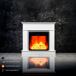 Cheminée électrique – Alegre – 1800 W – Effet flamme réaliste – Chauffage 17 à 27 °C – Bluetooth & Wi-Fi - DLC Home