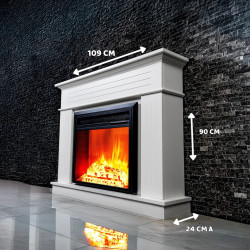 Cheminée électrique – Alegre – 1800 W – Effet flamme réaliste – Chauffage 17 à 27 °C – Bluetooth & Wi-Fi - DLC Home