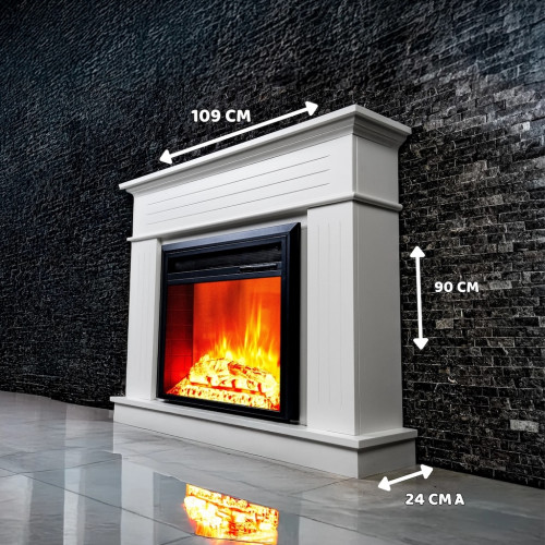 Cheminée électrique – Alegre – 1800 W – Effet flamme réaliste – Chauffage 17 à 27 °C – Bluetooth & Wi-Fi - DLC Home