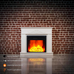 Cheminée électrique décorative – FABIENNE – 1800W – LED – blanche rayée - DLC Home