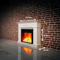 Cheminée électrique décorative – FABIENNE – 1800W – LED – blanche rayée - DLC Home