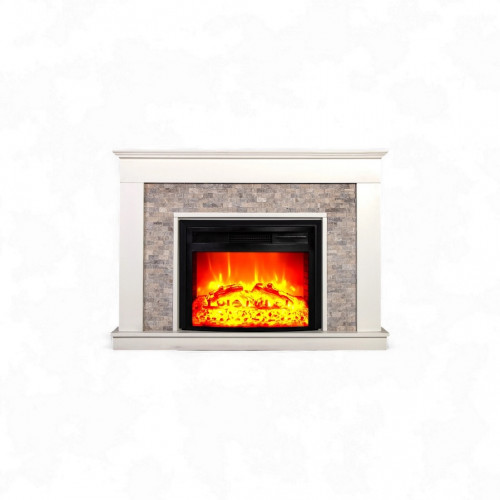 Cheminée électrique décorative – SERATONYA - 1800W - Télécommande - Effet flamme LED réglable - blanche - DLC Home