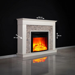 Cheminée électrique décorative – SERATONYA - 1800W - Télécommande - Effet flamme LED réglable - blanche - DLC Home
