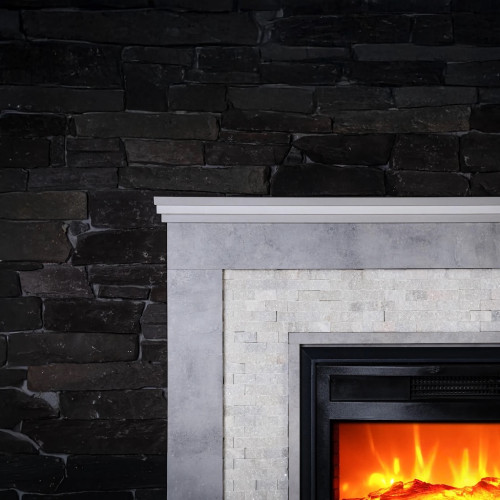 Cheminée électrique décorative - RETRO CONCRETE EF4 – 1800W - flamme LED - thermostat et télécommande - blanche - DLC Home