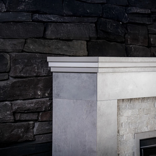 Cheminée électrique décorative - RETRO CONCRETE EF4 – 1800W - flamme LED - thermostat et télécommande - blanche - DLC Home