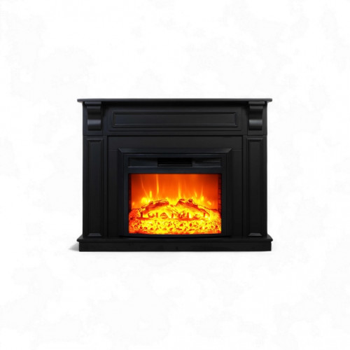 Cheminée électrique - Mykonos - 1800 W avec effet flamme réaliste, chauffage 17 à 27 °C - Bluetooth Wi-Fi - noire - DLC Home