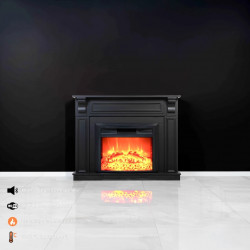 Cheminée électrique décorative - DLC MYKONOS – 1800W - flamme LED - télécommande - effet flamme - noire - DLC Home