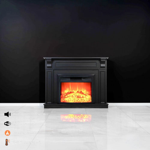 Cheminée électrique décorative - DLC MYKONOS – 1800W - flamme LED - télécommande - effet flamme - noire - DLC Home