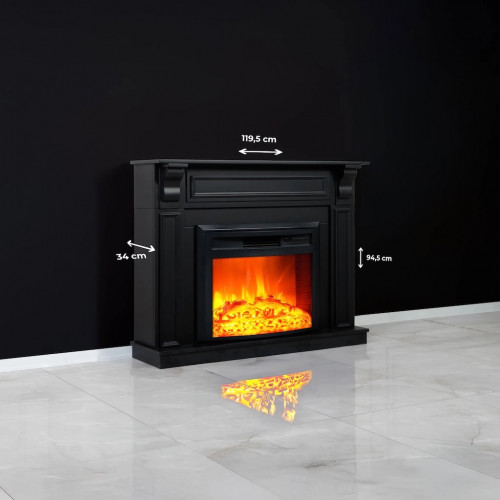 Cheminée électrique - Mykonos - 1800 W avec effet flamme réaliste, chauffage 17 à 27 °C - Bluetooth Wi-Fi - noire - DLC Home