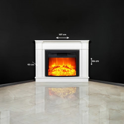 Cheminée électrique d’angle blanche – CORNER EF 4 – 1800W - télécommande - effet flame - DLC Home