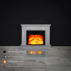 Cheminée électrique décorative – LEMBONGAN EF 4 – 1800W – télécommande - effet flame - gris - DLC Home