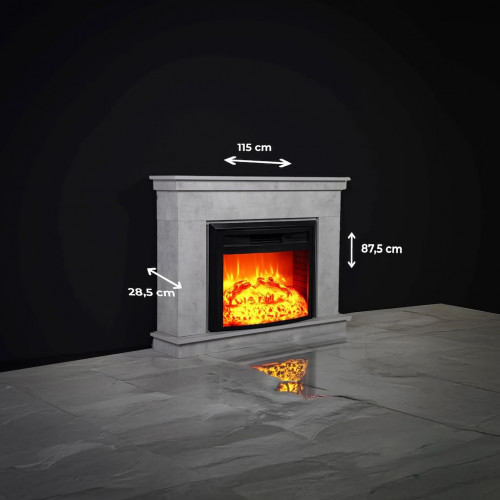 Cheminée électrique - Lembongan - 1800 W avec effet flamme réaliste, chauffage 17 à 27 °C - Bluetooth Wi-Fi - DLC Home