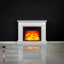 Cheminée électrique - Penida - 1800 W avec effet flamme réaliste, chauffage 17 à 27 °C - Bluetooth Wi-Fi - DLC Home