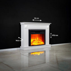 Cheminée électrique décorative – PENIDA EF 4 – 1800W – télécommande - effet flame - blanc - DLC Home