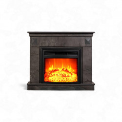 Cheminée électrique - Irony Gray - 1800 W avec effet flamme réaliste, chauffage 17 à 27 °C - Bluetooth Wi-Fi de marque DLC Home, référence: B9086800