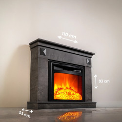 Cheminée électrique - Irony Gray - 1800 W avec effet flamme réaliste, chauffage 17 à 27 °C - Bluetooth Wi-Fi - DLC Home