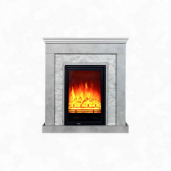 Cheminée électrique décorative – RETRO PATTERN EF1– 1800 W - télécommande - effet flamme LED réglable - gris blanc de marque DLC Home, référence: B9086900