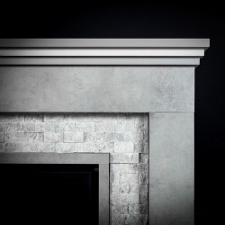 Cheminée électrique décorative – RETRO PATTERN EF1– 1800 W - télécommande - effet flamme LED réglable - gris blanc - DLC Home