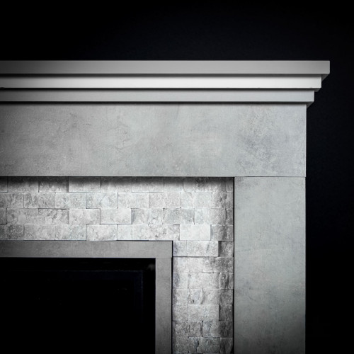 Cheminée électrique décorative – RETRO PATTERN EF1– 1800 W - télécommande - effet flamme LED réglable - gris blanc - DLC Home