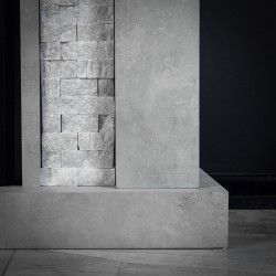 Cheminée électrique décorative – RETRO PATTERN EF1– 1800 W - télécommande - effet flamme LED réglable - gris blanc - DLC Home