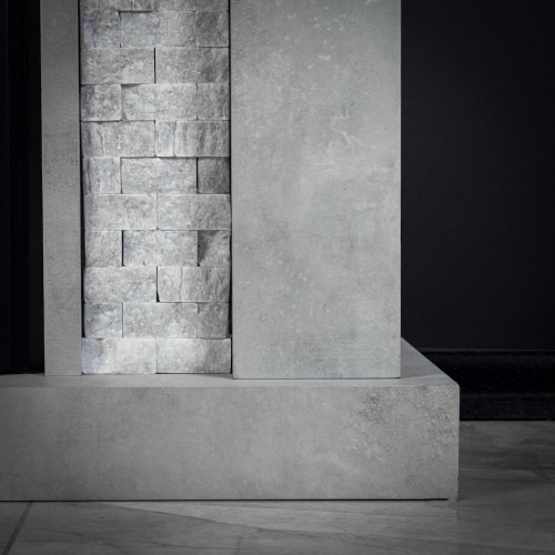 Cheminée électrique décorative – RETRO PATTERN EF1– 1800 W - télécommande - effet flamme LED réglable - gris blanc - DLC Home