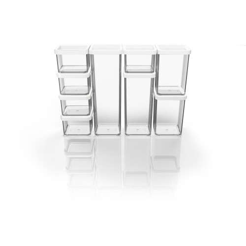 Boîte ROTHO plastique, l.10 x P.10 x H.28.5 cm, 2 l,  transparent / blanc - ROTHO