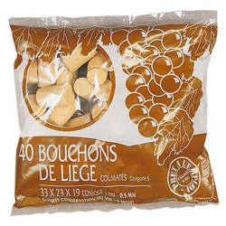 Sachet de 40 bouchons coniques en liège de marque DUHALLE, référence: B9110400
