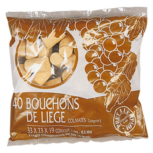 Sachet de 40 bouchons coniques en liège - DUHALLE