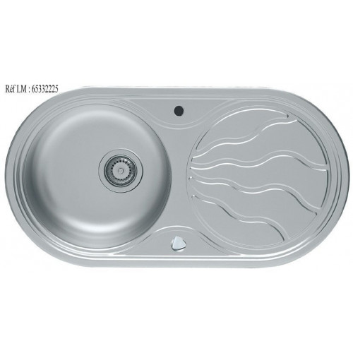 Evier à encastrer 1 bac avec égouttoir, inox, gris / argent SUN - Sans marque