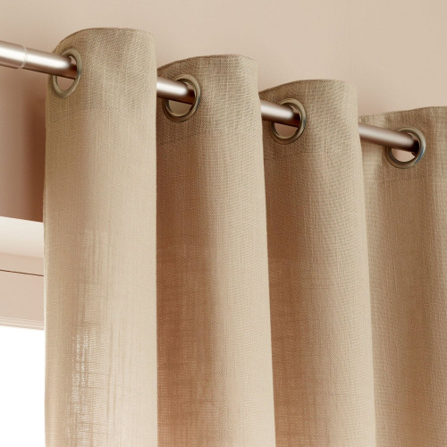 Rideau tamisant, Joey, l.140 x H.250 cm, coton beige - Sans marque