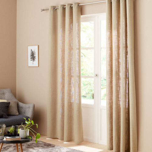 Rideau tamisant, Joey, l.140 x H.250 cm, coton beige - Sans marque