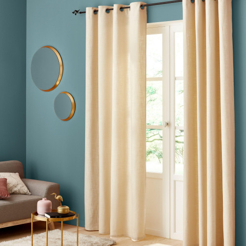 Rideau tamisant, Joey, l.140 x H.250 cm, coton écru - Sans marque