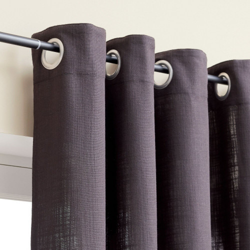 Rideau tamisant, Joey, l.140 x H.250 cm, coton noir - Sans marque