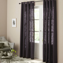 Rideau tamisant, Joey, l.140 x H.250 cm, coton noir - Sans marque