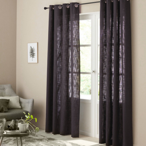 Rideau tamisant, Joey, l.140 x H.250 cm, coton noir - Sans marque