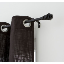 Rideau tamisant, Joey, l.140 x H.250 cm, coton noir - Sans marque