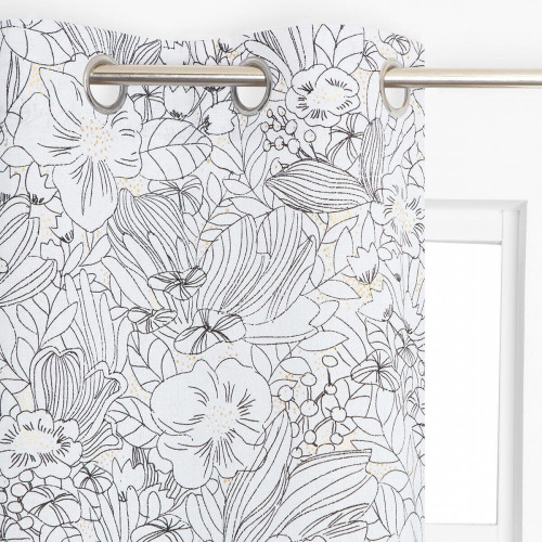 Rideau tamisant, Lizon blanc noir l.135 x H.240 cm - JBY CREATION