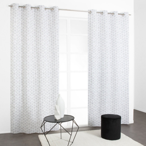 Rideau tamisant, Tesso blanc noir l.135 x H.240 cm - JBY CREATION