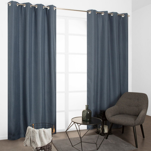 Rideau thermique, Chambray bleu l.135 x H.240 cm - JBY CREATION