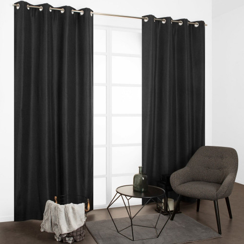 Rideau thermique, Chambray gris anthracite l.135 x H.240 cm - JBY CREATION