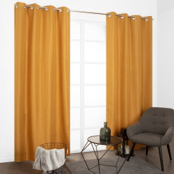 Rideau thermique, Chambray jaune curry l.135 x H.240 cm - JBY CREATION